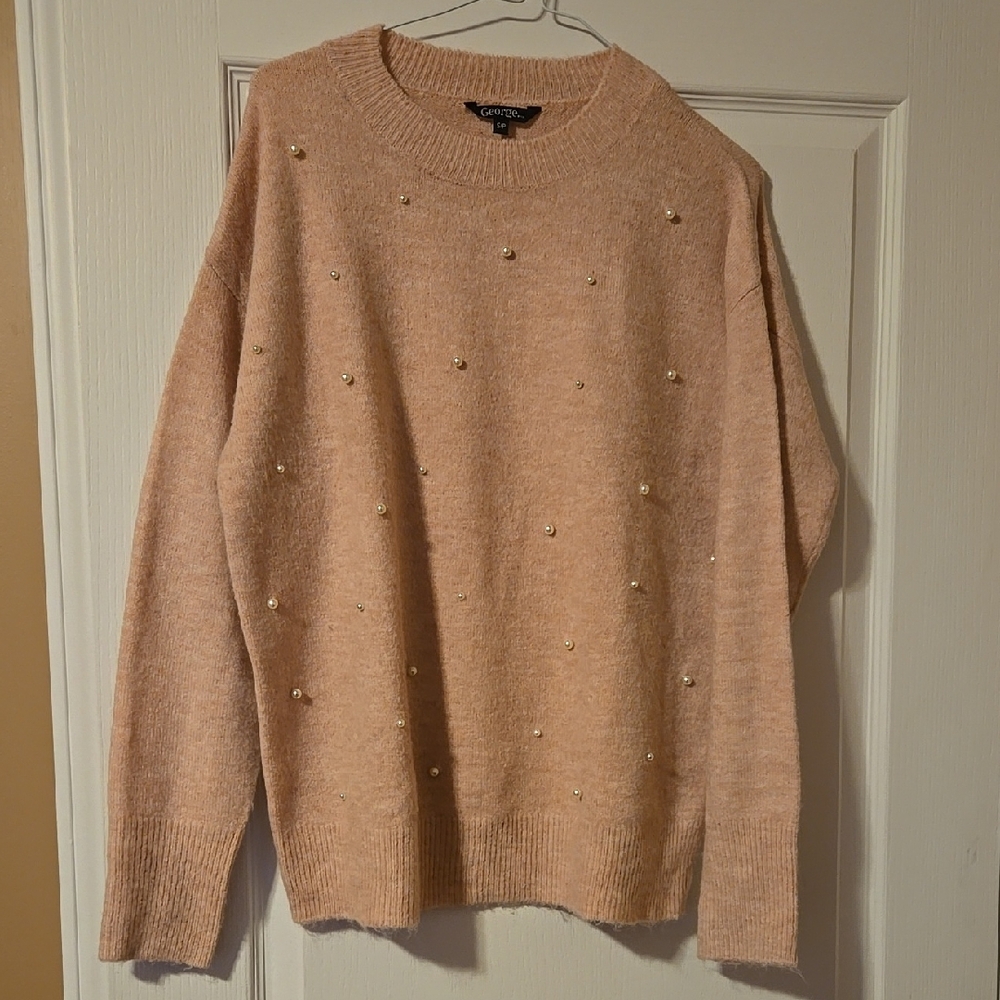 George Women's Sweater in Light Pink with Gold Accents